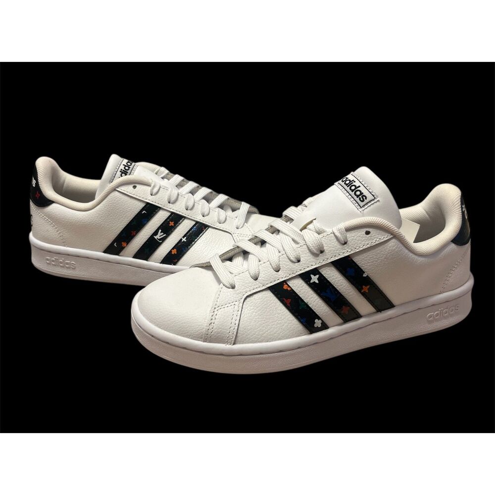 Adidas Grand Court Custom With LV Women Size 8.5/Men Size 7 White/Black New